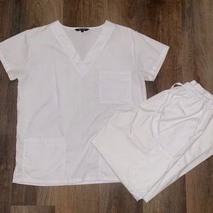 White scrub set